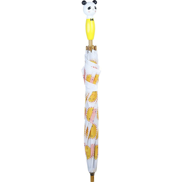 Umbrella with a panda-shaped handle on a white background