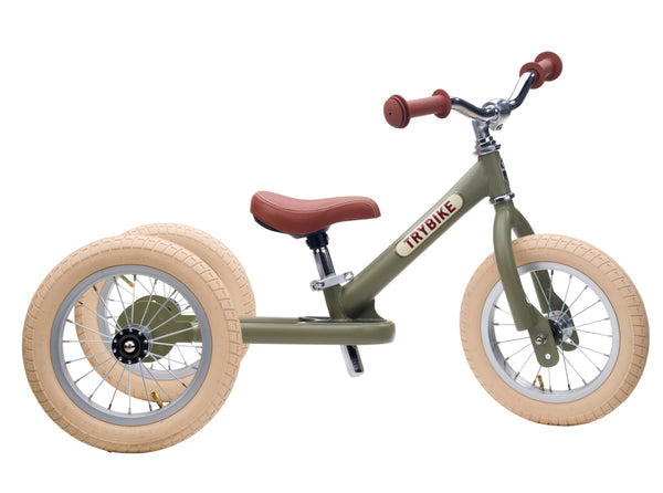 Vintage Green 2 In 1 Balance Bike/Trike - Trybike