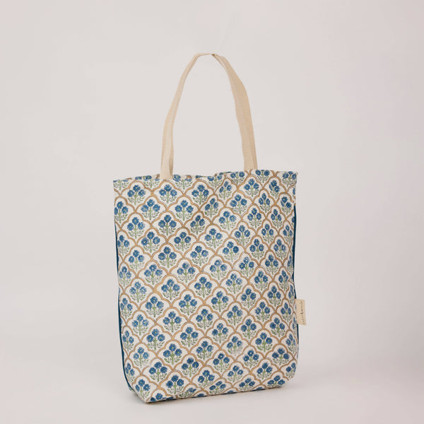 Trellis Indigo Organic Cotton Tote Bag - Paper Mirchi