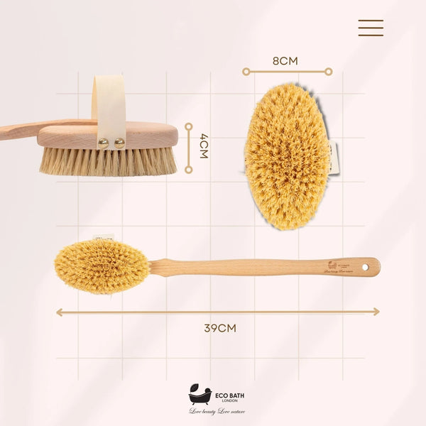 Natural Hard Sisal Body Brush with Detachable Handle - Eco Bath London