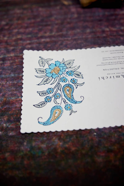 Kairi Turquoise Block Printed Greeting Card - Paper Mirchi