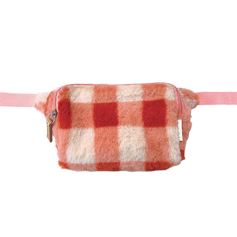 Coral Furry Checked Bum Bag - Rockahula