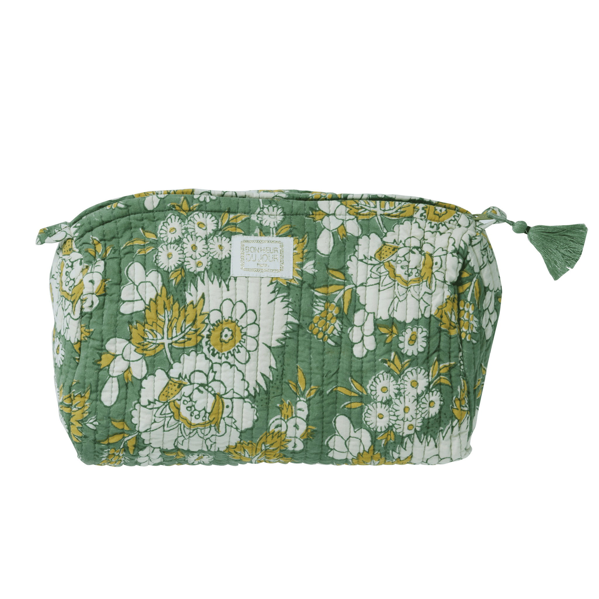 Vishnu Green Cotton Beauty Pouch - Medium - Bonheur du Jour