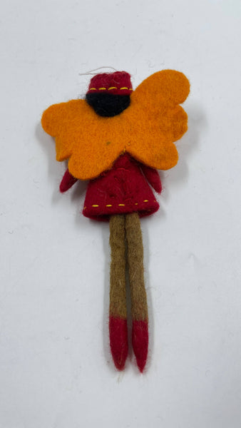 Red Handmade Felt Angel Lady Decoration - Funky Yak Ltd 