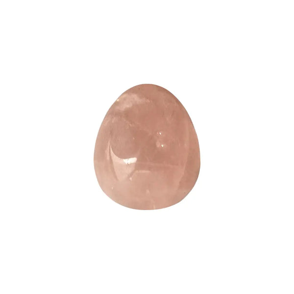 Rose quartz oval gemstone on a white background