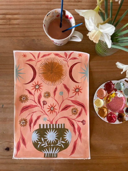 Pink Vase of Sunshine A5 Print - Summer Moon Studio