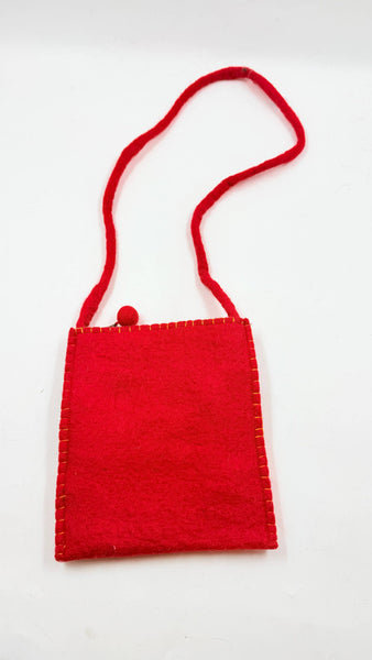 Red Handmade Felt Puppets Cross Bag for Kids - Funky Yak Ltd