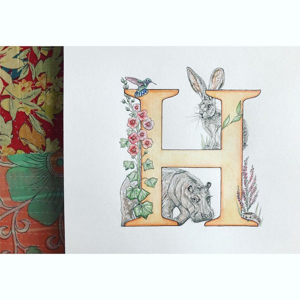 H Letter Print - A4 - Kathryn Pow Art