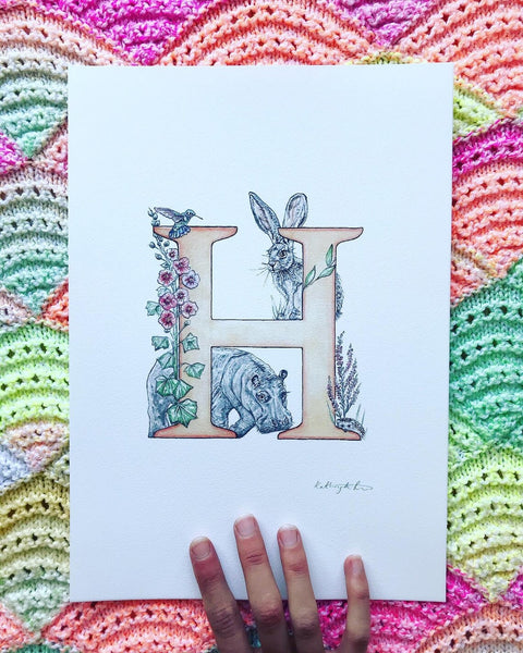 H Letter Print - A4 - Kathryn Pow Art