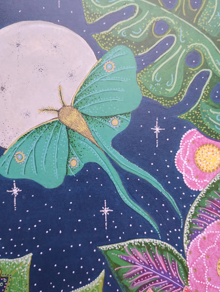 Luna Moth and the Moon A4 Print - All Beautiful Things