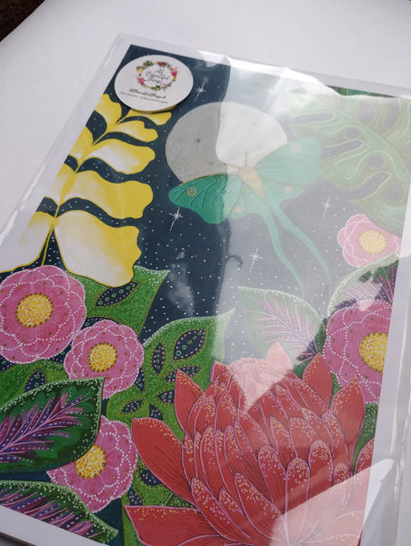 Luna Moth and the Moon A4 Print - All Beautiful Things