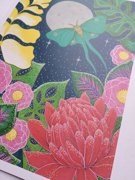 Luna Moth and the Moon A4 Print - All Beautiful Things