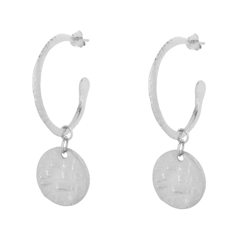 Esmeralda Silver Hoop and Coin Earrings - Ashiana London