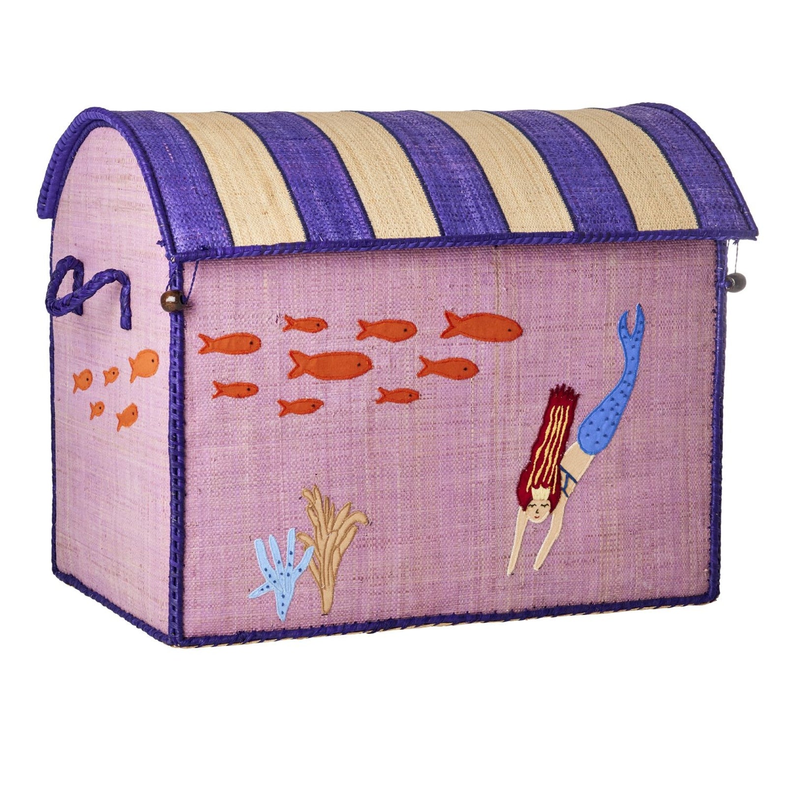 Large Mermaid Raffia Play & Toy Storage Basket - Rice DK