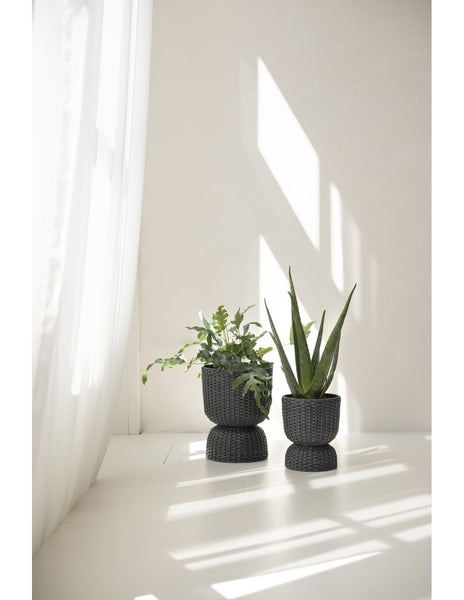 Dark Grey Twist Small Plant Basket - Handed By