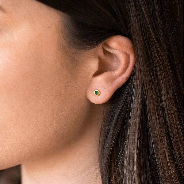 May Birthstone Stud Earrings, Emerald - Wanderlust Life