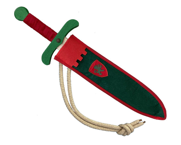 Green & Red Wooden Sword with Sheath and Belt - Camelot