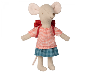 Tricycle Mouse, Big Sister with Red Bag - Maileg