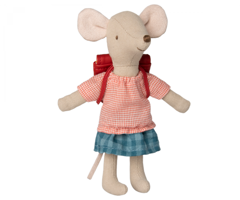 Tricycle Mouse, Big Sister with Red Bag - Maileg