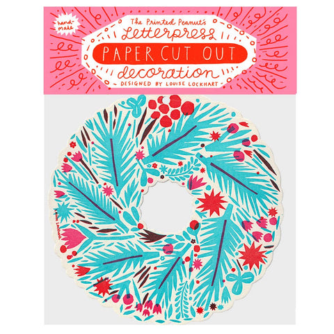 Letterpressed Winter Wreath Hanging Card Decoration - The Printed Peanut