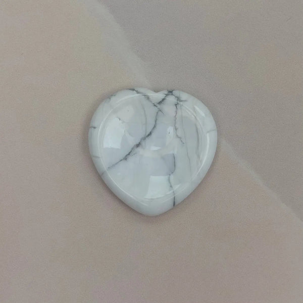 Howlite Heart Worry Thumb Stone - Two Libras