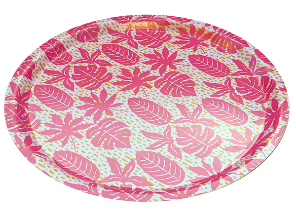 Pink Palms Round Tray - Gabrielle Good