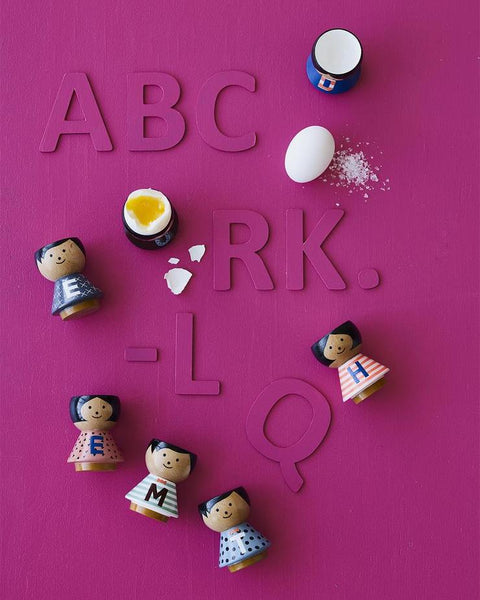 Bordfolk Alphabet Painted Wooden Eggcup - Lucie Kaas