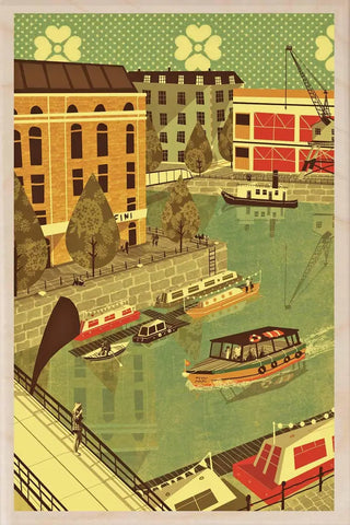 'Bristol Arnolfini Harbour' Wooden Postcard - Emy Lou Holmes