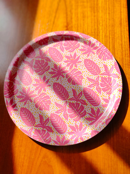 Pink Palms Round Tray - Gabrielle Good