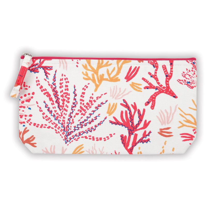 Coral Handmade Embroidered Pouch - Lulie Wallace