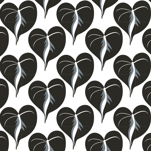 Mono Heart Leaves Round Tray - Gabrielle Good