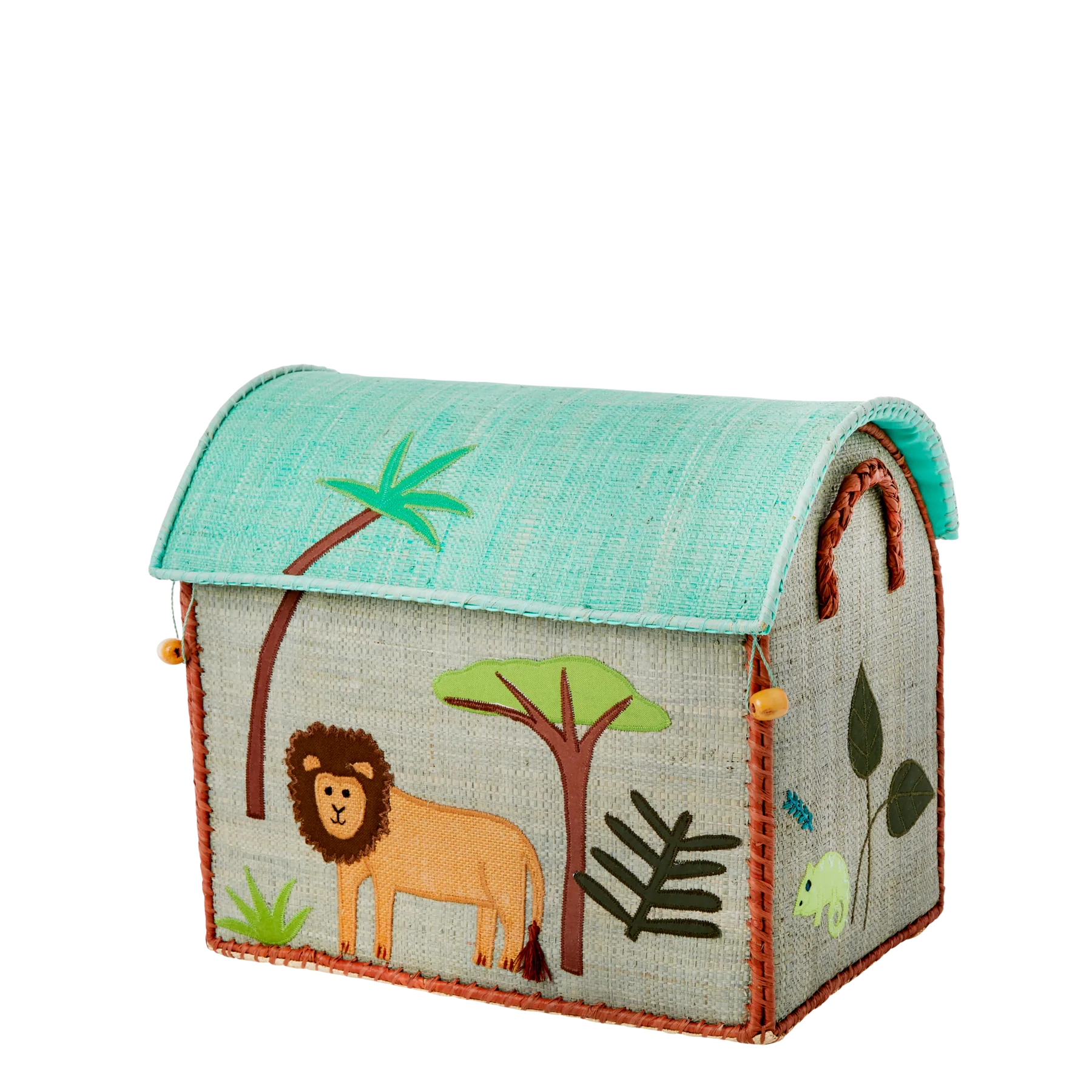 Small Grey Jungle Raffia Play & Toy Storage Basket - Rice DK