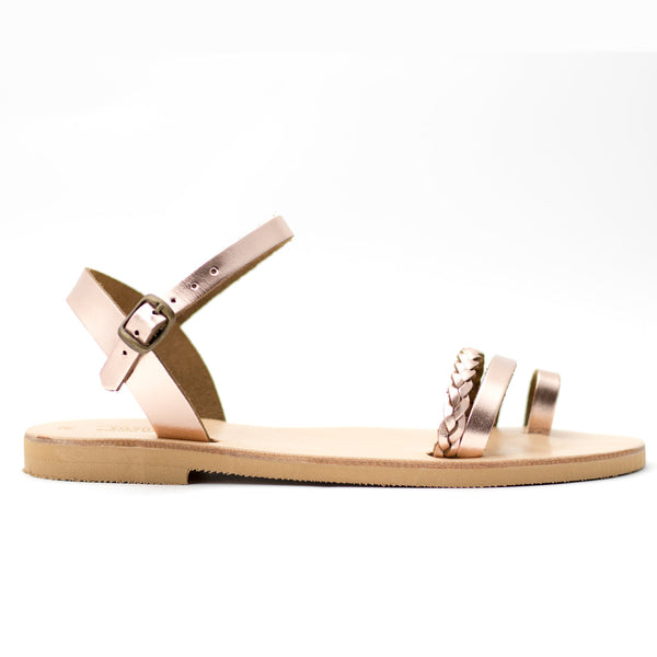 Bronze Braided Greek Leather Sandals - Nikola Sandals