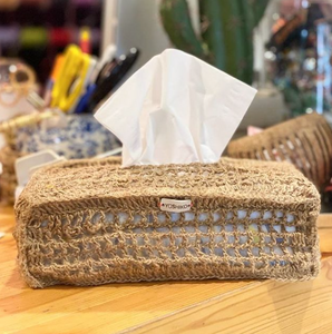 Burlap tissue hot sale box cover