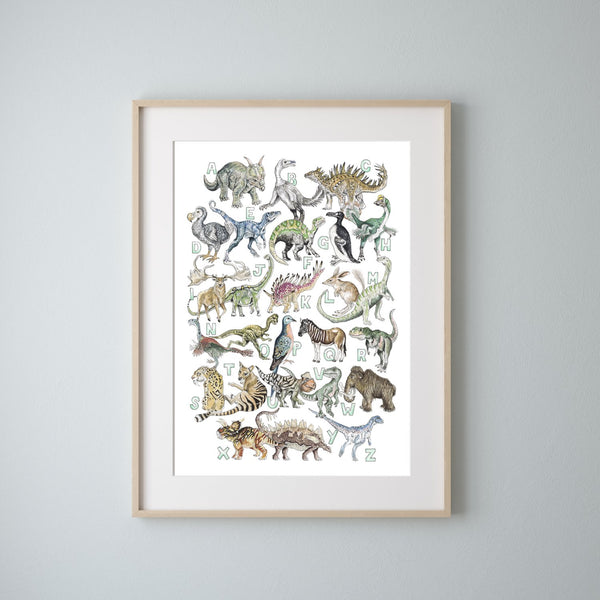 The 'Don't Forget Me' Dinosaur Alphabet Print - A4 Mounted - Kathryn Pow Art