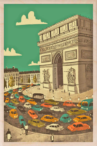 'Paris Arc de Triomphe' Wooden Postcard - Emy Lou Holmes