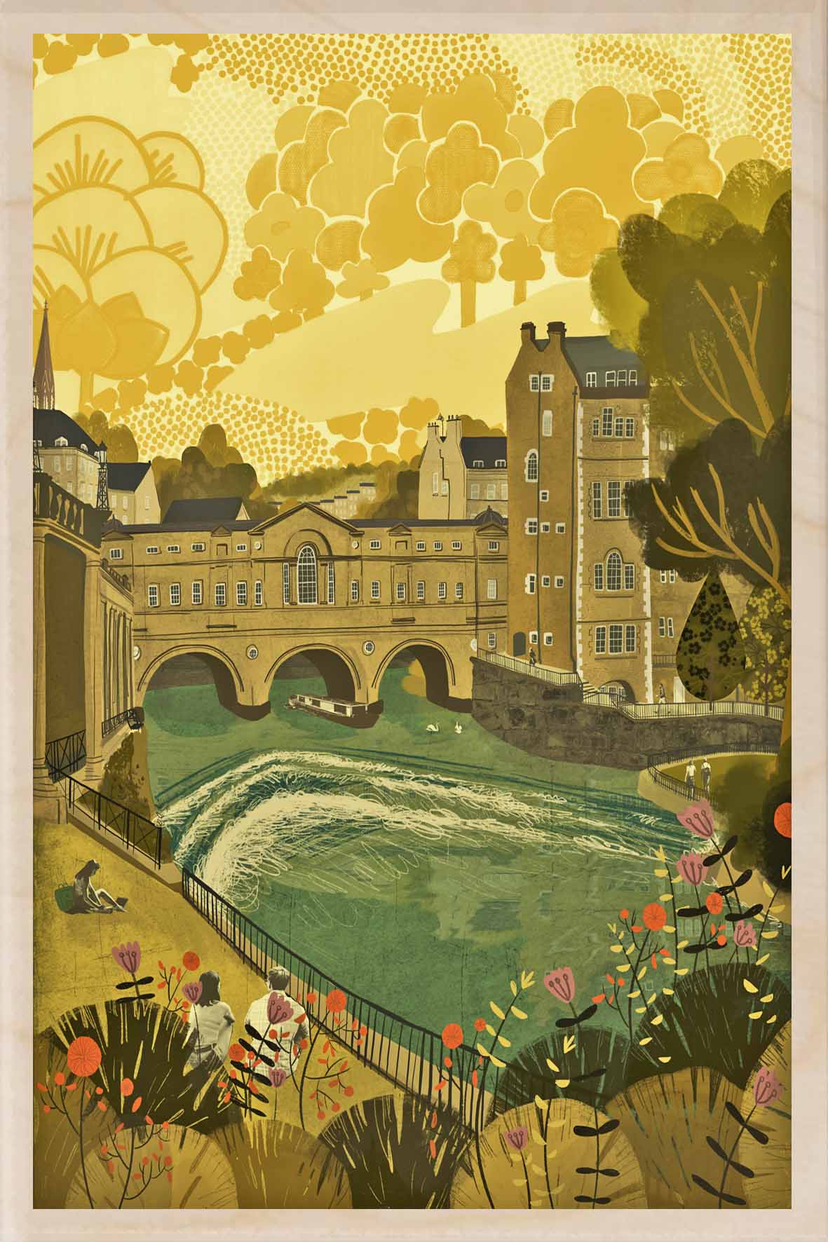'Bath Pulteney Bridge' Wooden Postcard - Emy Lou Holmes