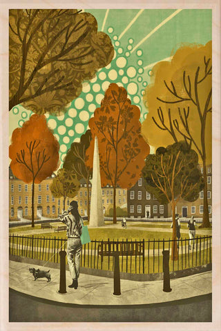 'Bath, Queen Square' Wooden Postcard - Emy Lou Holmes