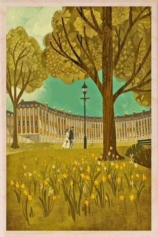 'Bath Royal Crescent' Wooden Postcard - Emy Lou Holmes