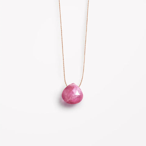 September Fine Cord Birthstone Necklace, Pink Sapphire - Wanderlust Life