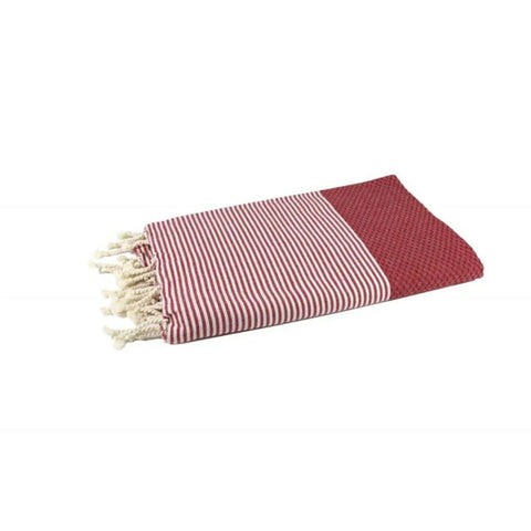 Red Recycled Cotton Hammam Beach Towel - By Foutas