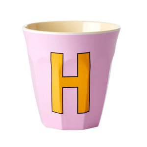 'H' Pink Melamine Cup - Rice DK