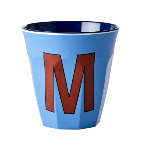'M' Dusty Blue Melamine Cup - Rice DK