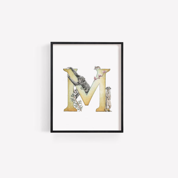 'M' Letter Print - A4 - Kathryn Pow Art