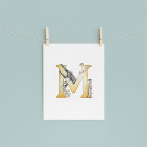 'M' Letter Print - A4 - Kathryn Pow Art