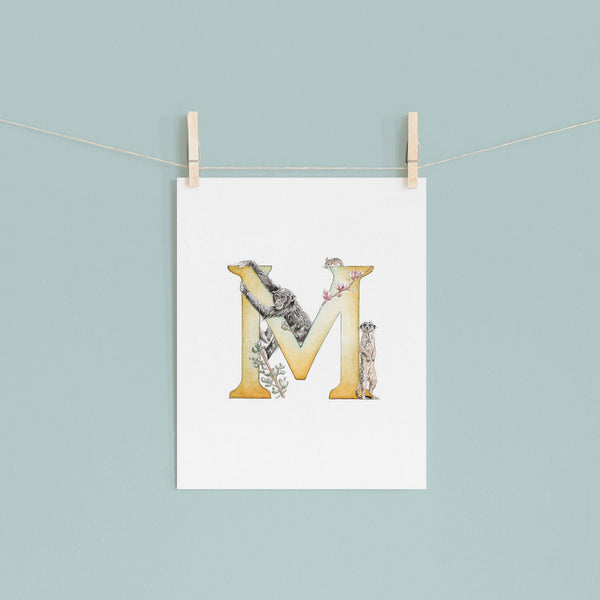 'M' Letter Print - A4 - Kathryn Pow Art