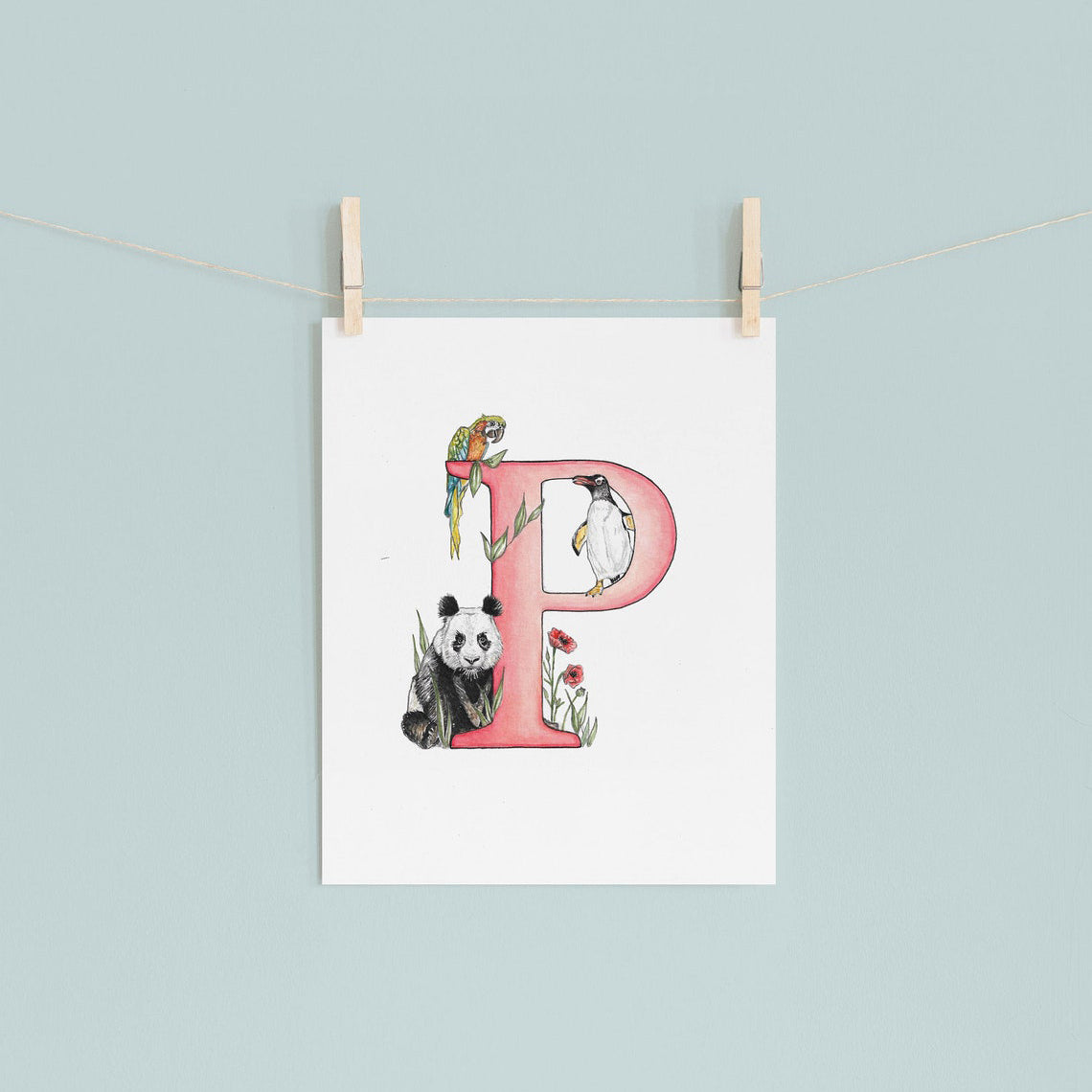 'P' Letter Print - A4 - Kathryn Pow Art