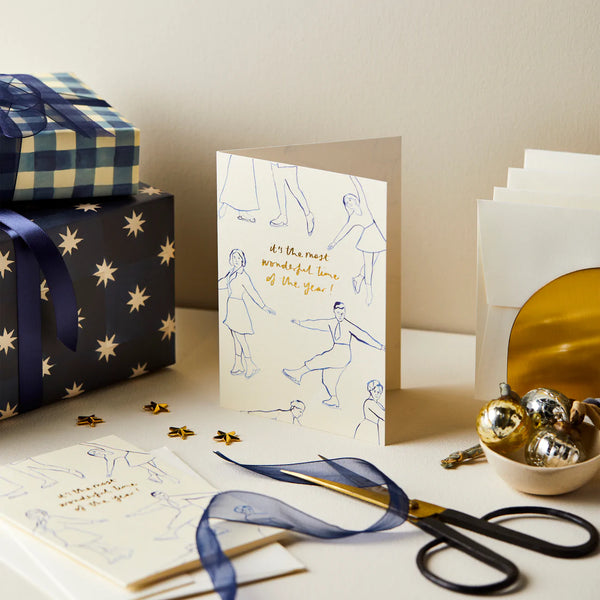 Ice Skaters 'Most Wonderful Time of the Year' Card - Wanderlust Paper Co.