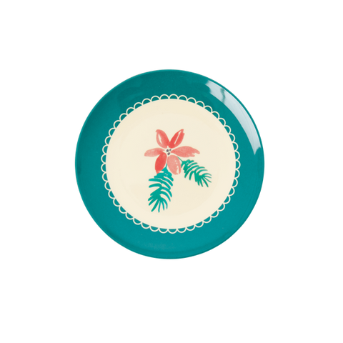 Melamine Dessert Plate with Christmas Poinsettia Print - Rice DK