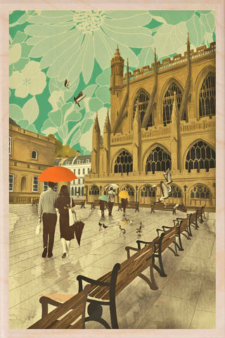 'Bath Abbey' Wooden Postcard - Emy Lou Holmes